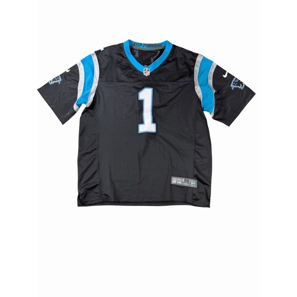 Nike Carolina Panthers Cam Newton #1 NFL Jersey Mens Size 56 On Field Black